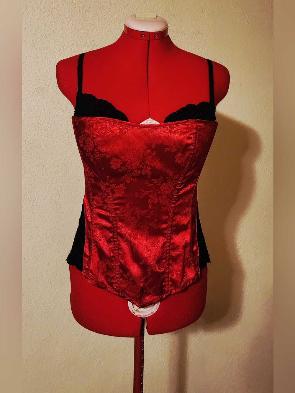 Frederick’s of Hollywood Red Floral Jacquard Lace Bustier  - Size 34